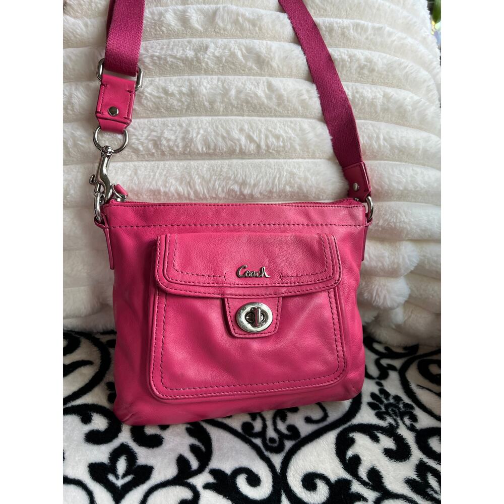 Hot Pink Leather Coach Crossbody with Turnlock